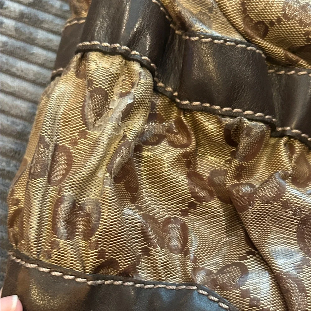 Gucci Crystal Tan & Dark Brown Monogram Hobo Shoulder Bag - Picture 9 of 16